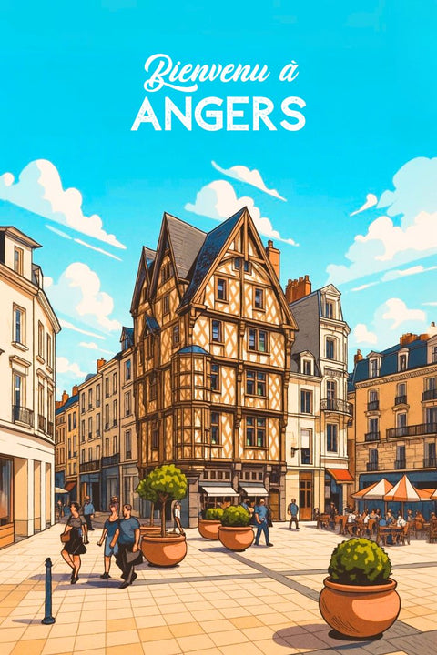 Décoration murale, Moderne, Affiche, Poster, Centre Ville, Angers, Design, Art, Intérieur, Paysage urbain.
