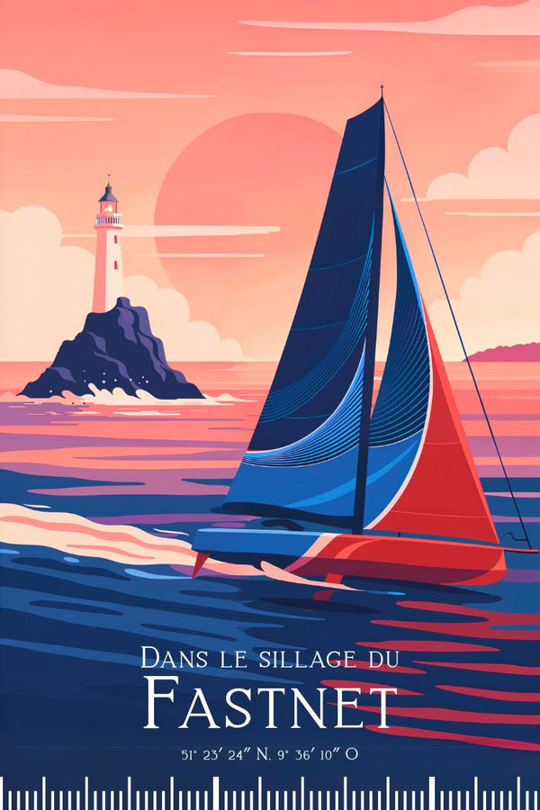Affiche, Vintage, Fasnet, Voilier, Rétro, Illustration, Décoration, Marine, Nautique, Collection.