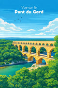 Affiche, Vintage, Pont du Gard, Déco, Rétro, Graphisme, Tendance, Design, Murale, Décoration intérieure.