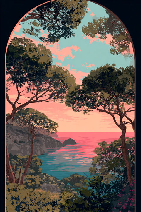 Poster, Vue, Crose Rose, Méditerranée, Exploration, Décoration, Voyage, Paysage, Mural, Imprimé