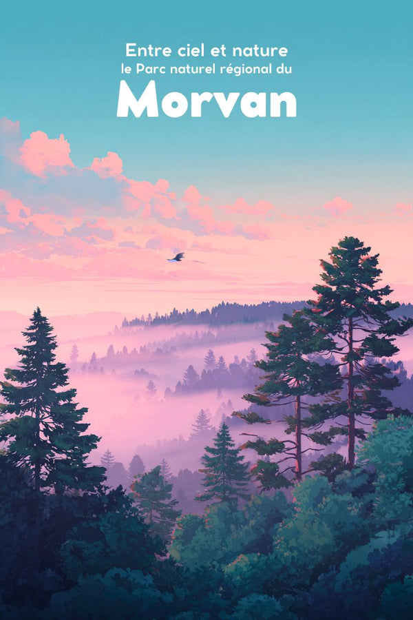 Parc Naturel, Morvan, affiche, décorative, régional, nature, paysage, tourisme, environnement, décoration murale.