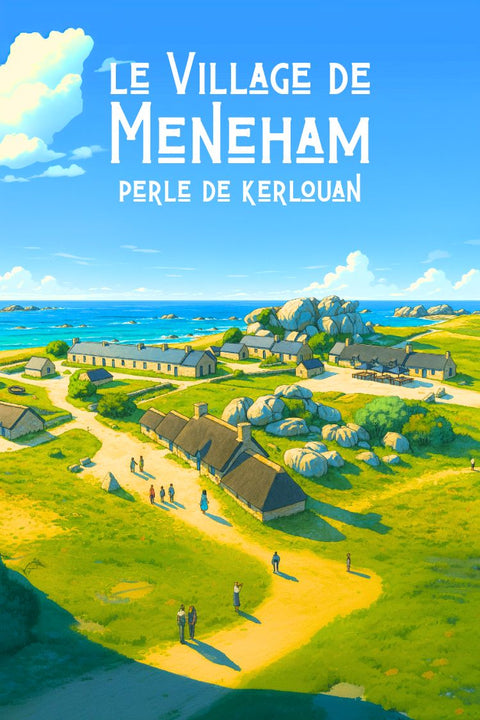 Kerlouan, Perle, Affiche, Déco, Meneham, Village, Bretagne, Art mural, Décoration intérieure, Paysage marin.