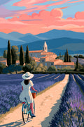 Provence-Alpes-Côte d'Azur, Vélo, Affiche, Minimaliste, Découverte, Tourisme, France, Voyage, Activité sportive, Décoration.