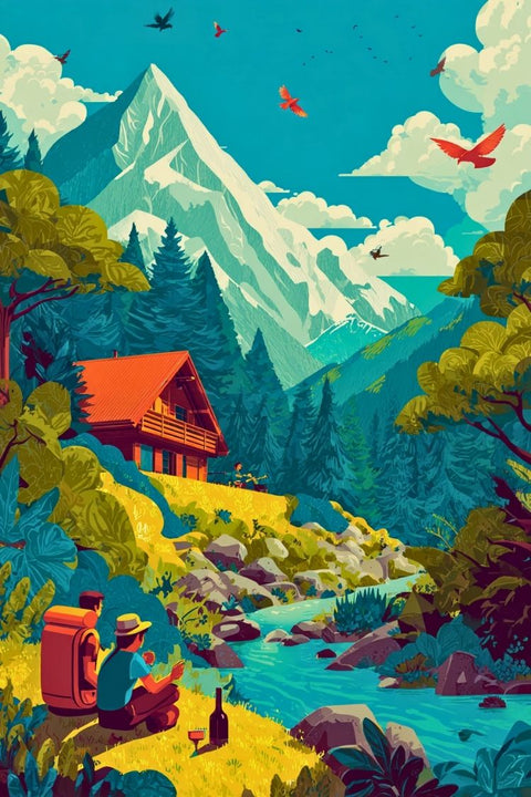 Affiche, Randonnées, Alpine, Tableau, Encadrer, Cadeau, Idéal, Décoration, Montagne, Impression.