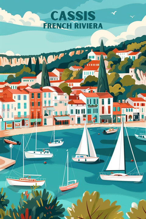 Affiche poster aesthetic cassis french riviera vintage