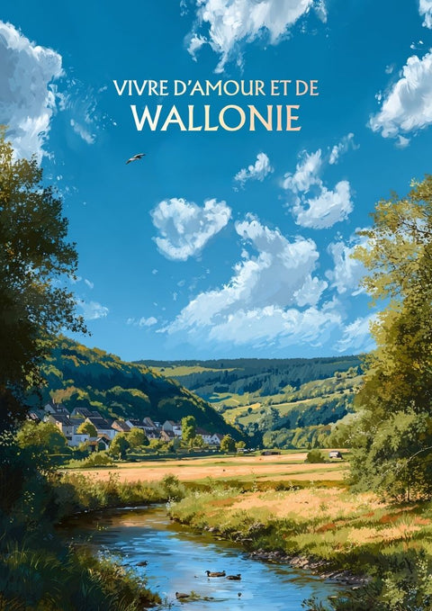 affiche, poster, Wallonie, vivre d'amour, Belgique, peinture, œuvre d'art, salon, cuisine, décoration murale