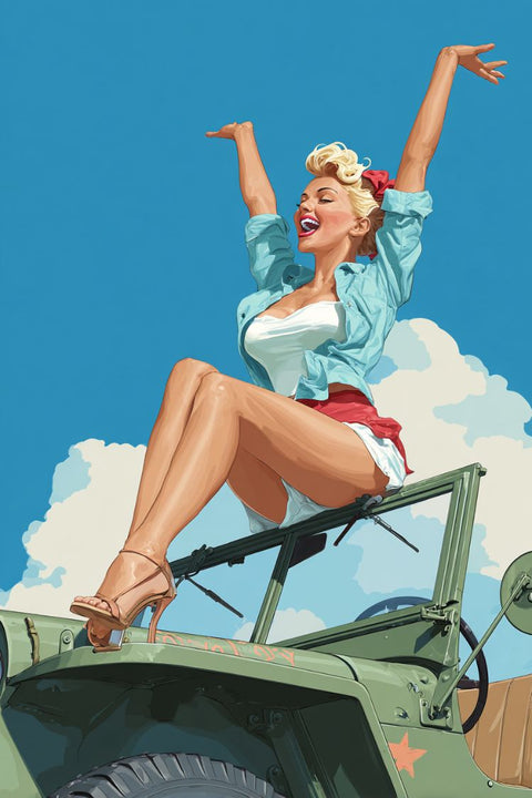 Affiche Pin Up Vintage - Blonde Rétro
