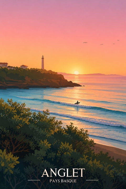 Affiche Anglet Surf Minimaliste