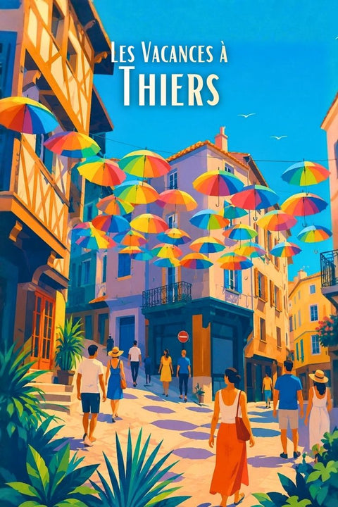 Affiche Thiers - Souvenirs ville parapluie
