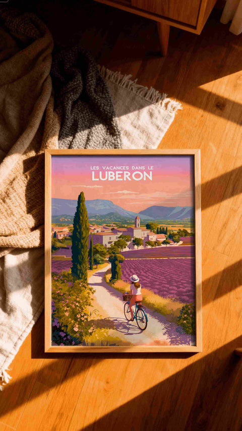 Affiche Luberon - Coucher de soleil vintage