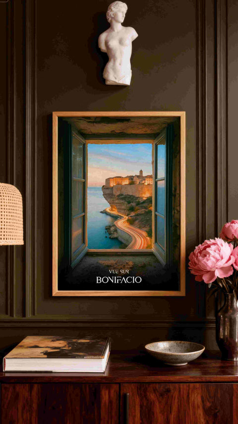 Affiche Bonifacio Plage Roc Blanc Vacances Mer