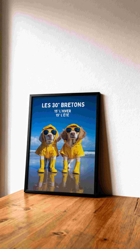 Affiche Bretagne - Blagues soleil pluie original
