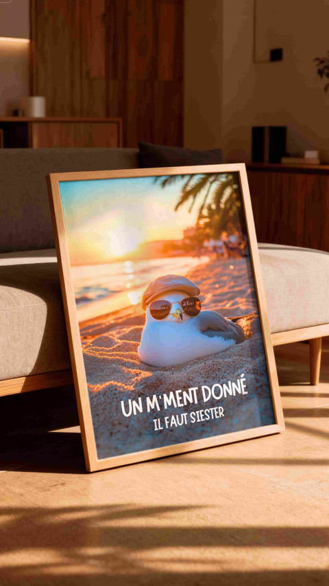 Affiche Drole - Expression du Sud - Moment Donné Sieste, Humour et Citation