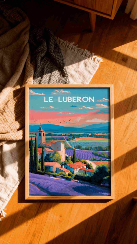 Affiche Luberon Village Illustration Déco