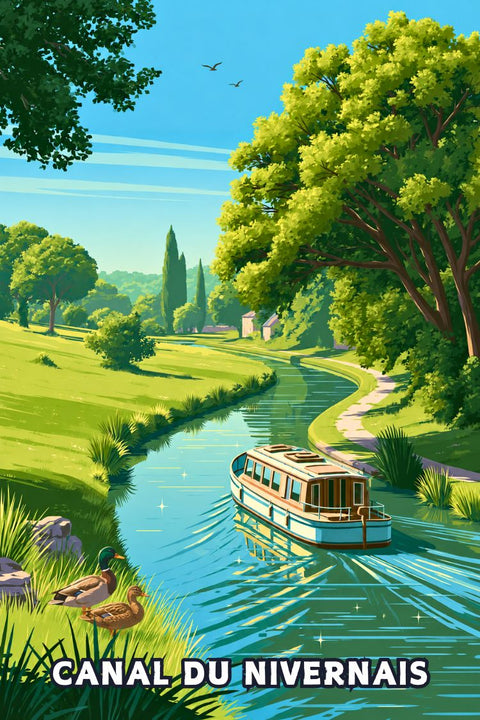 Affiche Canal du Nivernais - Charme et nostalgie