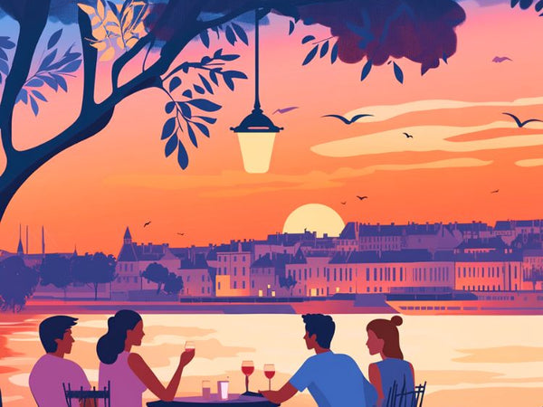 Affiche Bordeaux, décoration murale, apéro, design moderne, poster illustration Bordeaux.