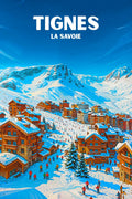 Affiche, Retro, Vintage, Station de ski, Tignes, Décoration, Mural, Design, Montagne, Souvenir
