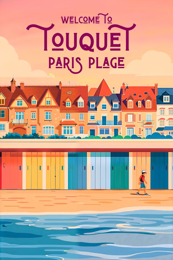 Affiche, Vintage, Touquet Paris Plage, Cadeau, Rétro, Design, Unique, Décoration, Mural, Souvenir.