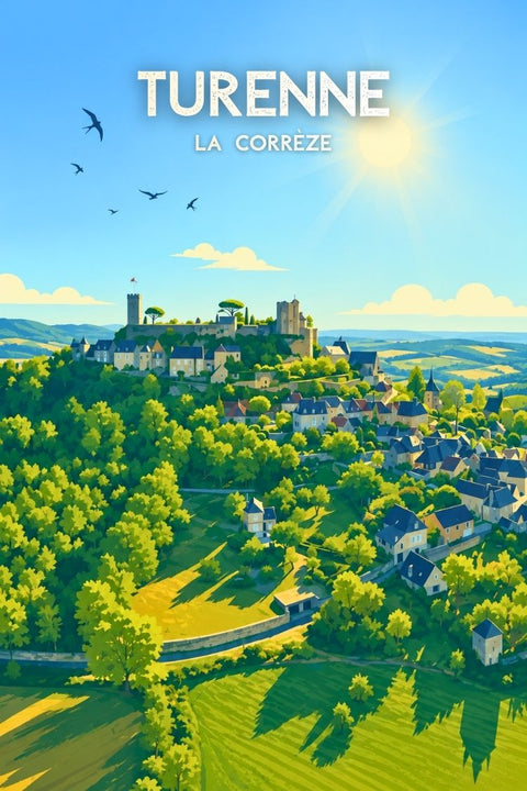 Affiche Turenne - Vue aérienne rétro