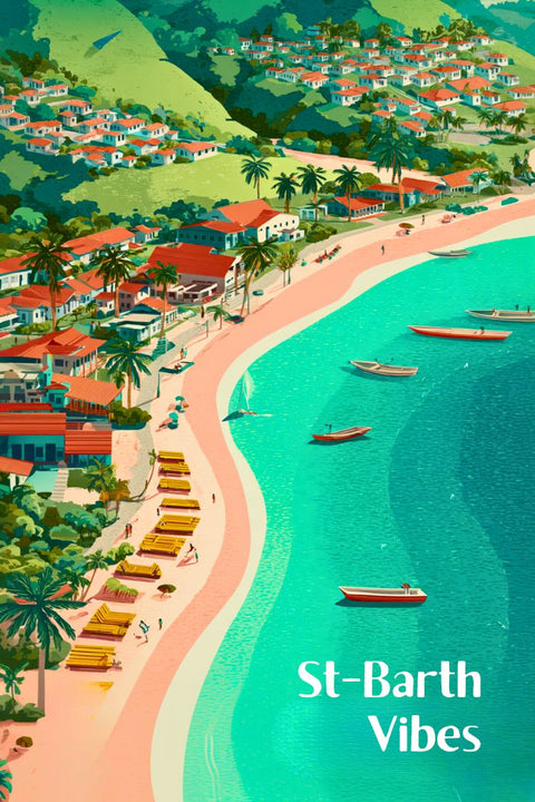 Affiche Saint-Barthélémy - Graphisme tropical.