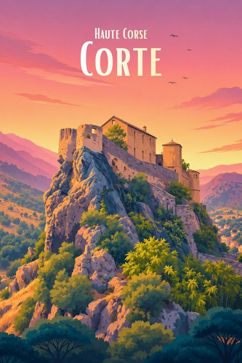 Affiche Corte Vintage - Soleil, Château, Mural