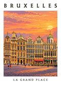 affiche, Bruxelles, Grand-Place, maisons, rétro, vintage, Belgique, décoration murale, déco, souvenir