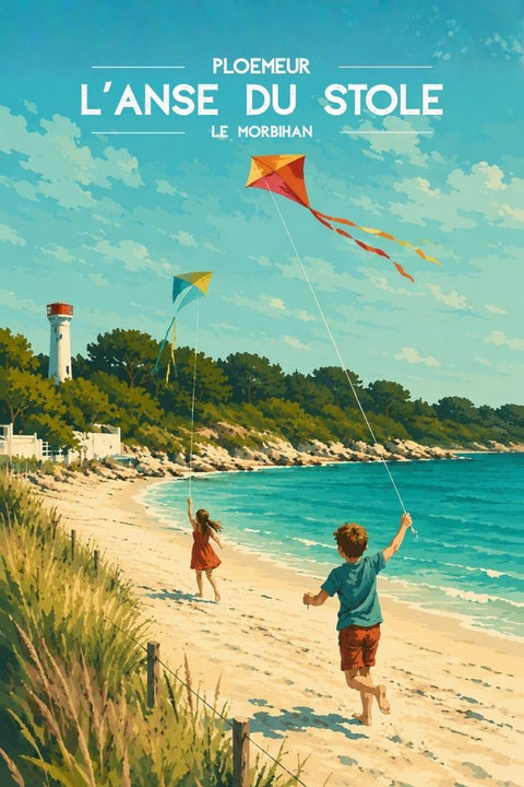 Affiche Morbihan - L'Anse du Stole tableau graphique déco mer.