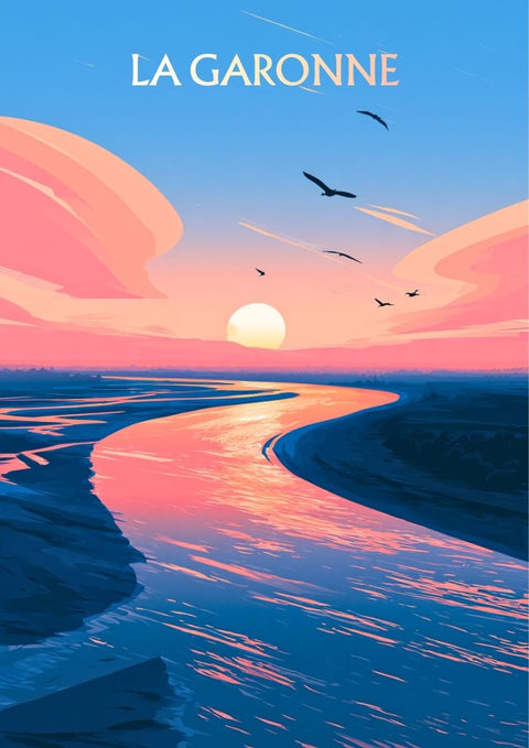 affiche, déco, La Garonne, design, graphisme, fleuve, Gironde, Sud-Ouest, Nouvelle-Aquitaine, décoration murale