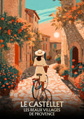 affiche, Le Castellet, Provence, beaux villages, Var, graphisme, design, décoration murale, souvenir, idée cadeau