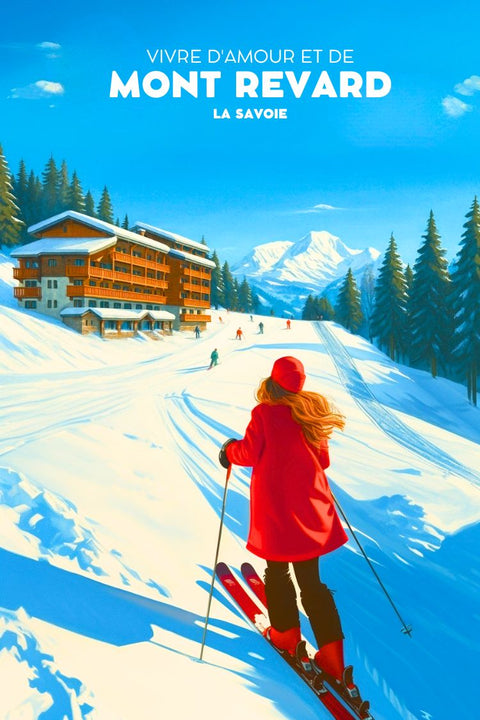 Affiche, Déco, Mont Revard, Station Ski, Hiver, Idéale, Montagne, Décoration, Art Mural, Style Rétro.