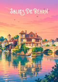 affiche, déco, Salies-de-Béarn, rétro, vintage, tendance, décoration murale, à accrocher, Béarn, souvenir