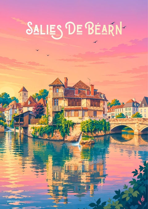 affiche, déco, Salies-de-Béarn, rétro, vintage, tendance, décoration murale, à accrocher, Béarn, souvenir