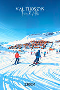 Affiche, déco, Val Thorens, graphisme, tendance, esthétique, design, montagne, décoration murale, art contemporain.