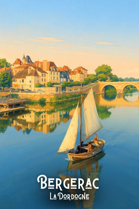 Affiche Bergerac - Fleuve Vue Tableau Graphisme