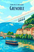 Affiches, Déco, Murales, Grenoble, Ciel, Montagne, Téléphérique, Design, Décoration, Impressions.