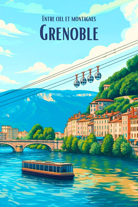Affiches, Déco, Murales, Grenoble, Ciel, Montagne, Téléphérique, Design, Décoration, Impressions.