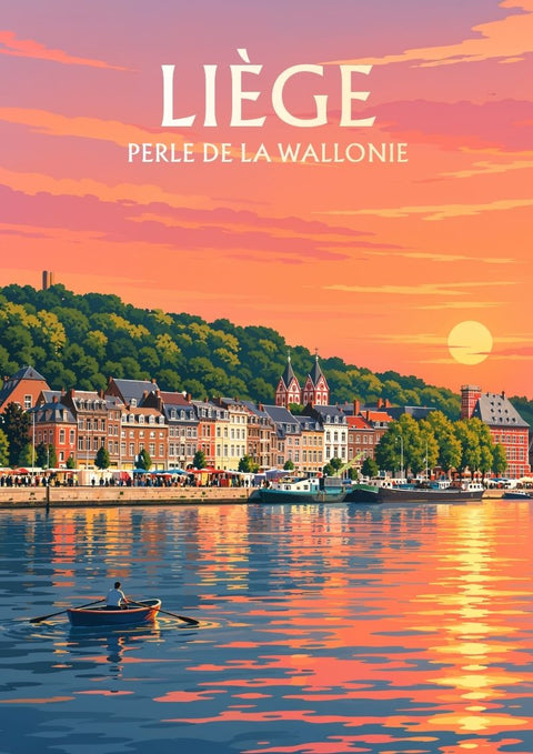 affiche, décoration, sunset, Liège, Wallonie, ville, idée déco, wallonne, Belgique, coucher de soleil