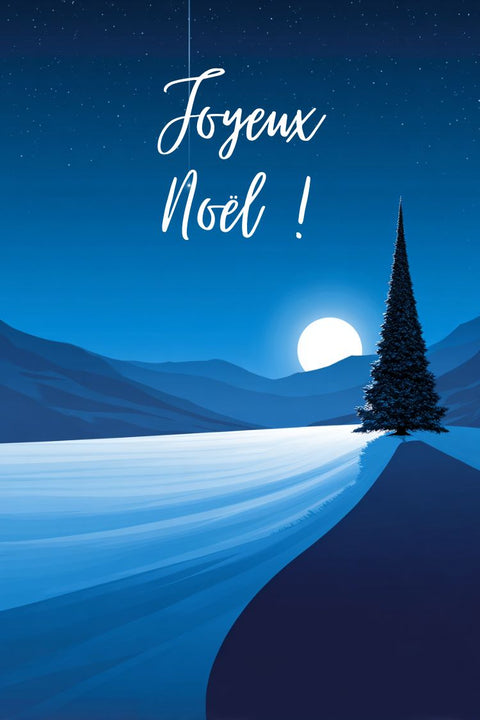 Joyeux Noël, Affiche, Blue Sapin, Nuit, Hiver, Découverte, Design, Décoration, Festif, Saisonnier.