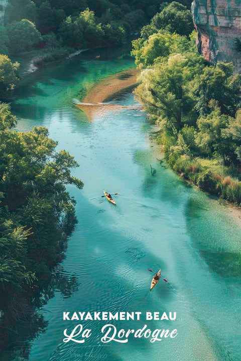 Affiche dordogne fleuve rivière kayak france