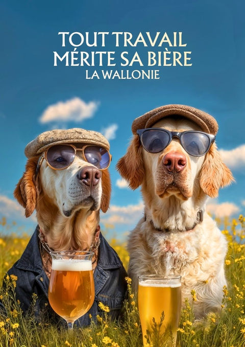 affiche, drôle, tout travail mérite sa bière, Wallonie, bière, Belgique, idée cadeau, collègue, travail, humour