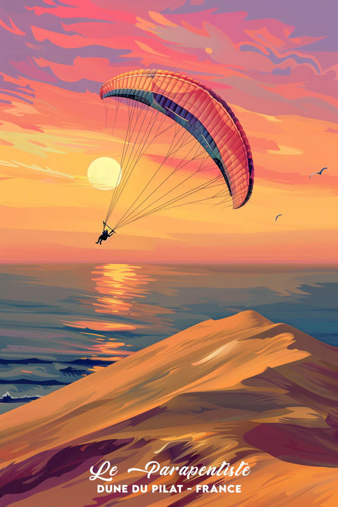 Affiche dune du pilat aesthetic parapente