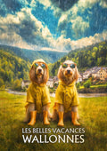 affiche, humour, Wallonie, météo, pluie, chien, vacances, Belgique, drôle, décoration murale