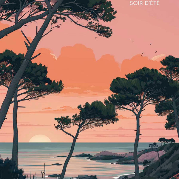 Affiche ile d'oléron coucher de soleil oléron aesthetic vintage mer