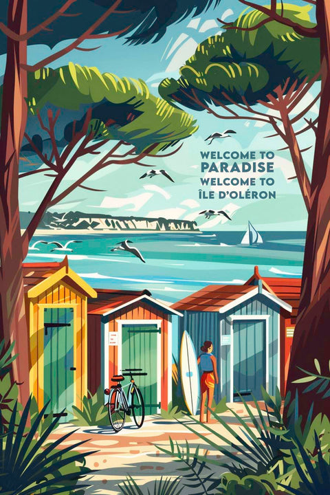 Affiche ile d'oléron illustration vintage