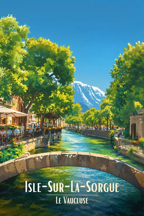 Affiche Isle-Sur-La-Sorgue - Illustration Graphique Vintage