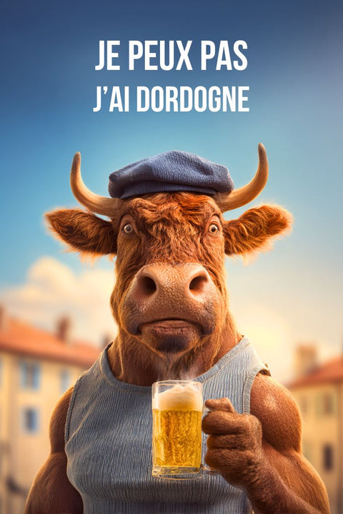 Affiche, Drôle, "Je Peux Pas, J'ai Dordogne", Souvenir, Humoristique, Décoration, Cadeau, Voyage, Humour, France.