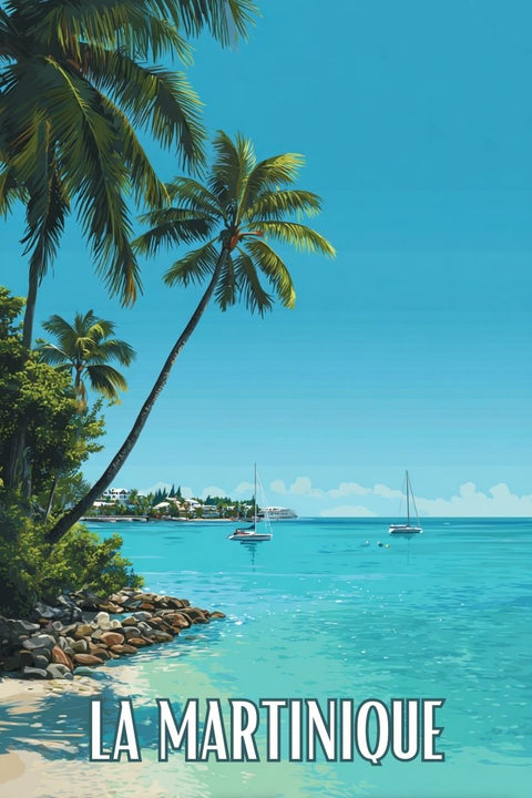 Affiche, Paradisiaque, Plage, Martinique, Tendance, Décoration, Murale, Tropical, Design, Paysage