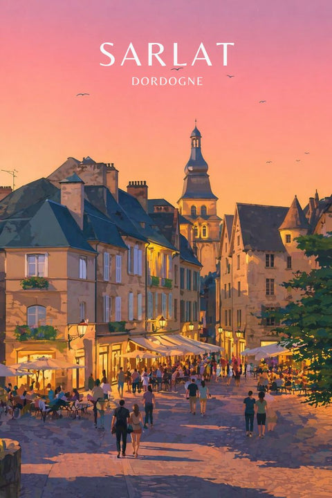 Affiche Sarlat - Illustration Dordogne vintage