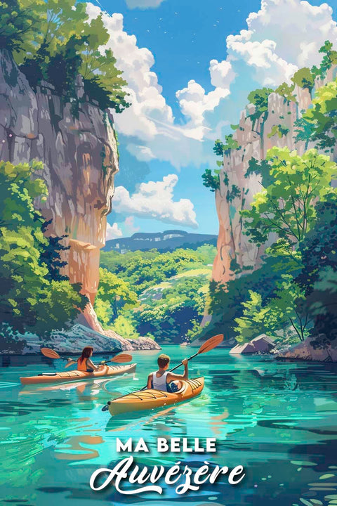 Affiche auvezere dordogne kayak poster