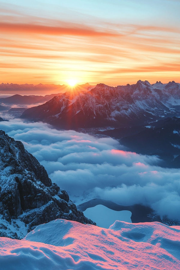 Affiche Montagne - Paysage Coucher de Soleil